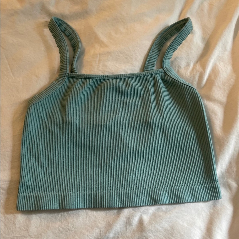 Ribbed Teal Crop Top